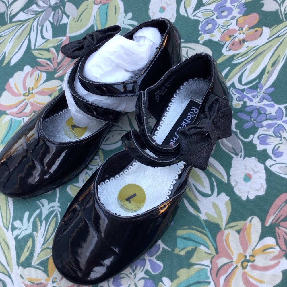 Rachel Shoes Velco  Slip on Shoe - Size Big Girls 1 Black